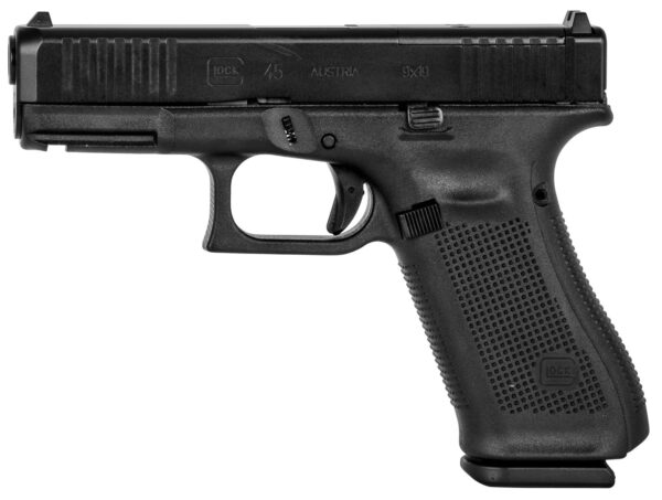 Glock PA455S203MOS G45 Gen5 MOS Full Size 9mm Luger 17+1, 4.02" Black GMB Barrel, Black nDLC MOS Cut/Serrated Steel Slide, Black Polymer Frame w/Picatinny Rail, Black Interchangeable Backstrap Grip, Ambidextrous